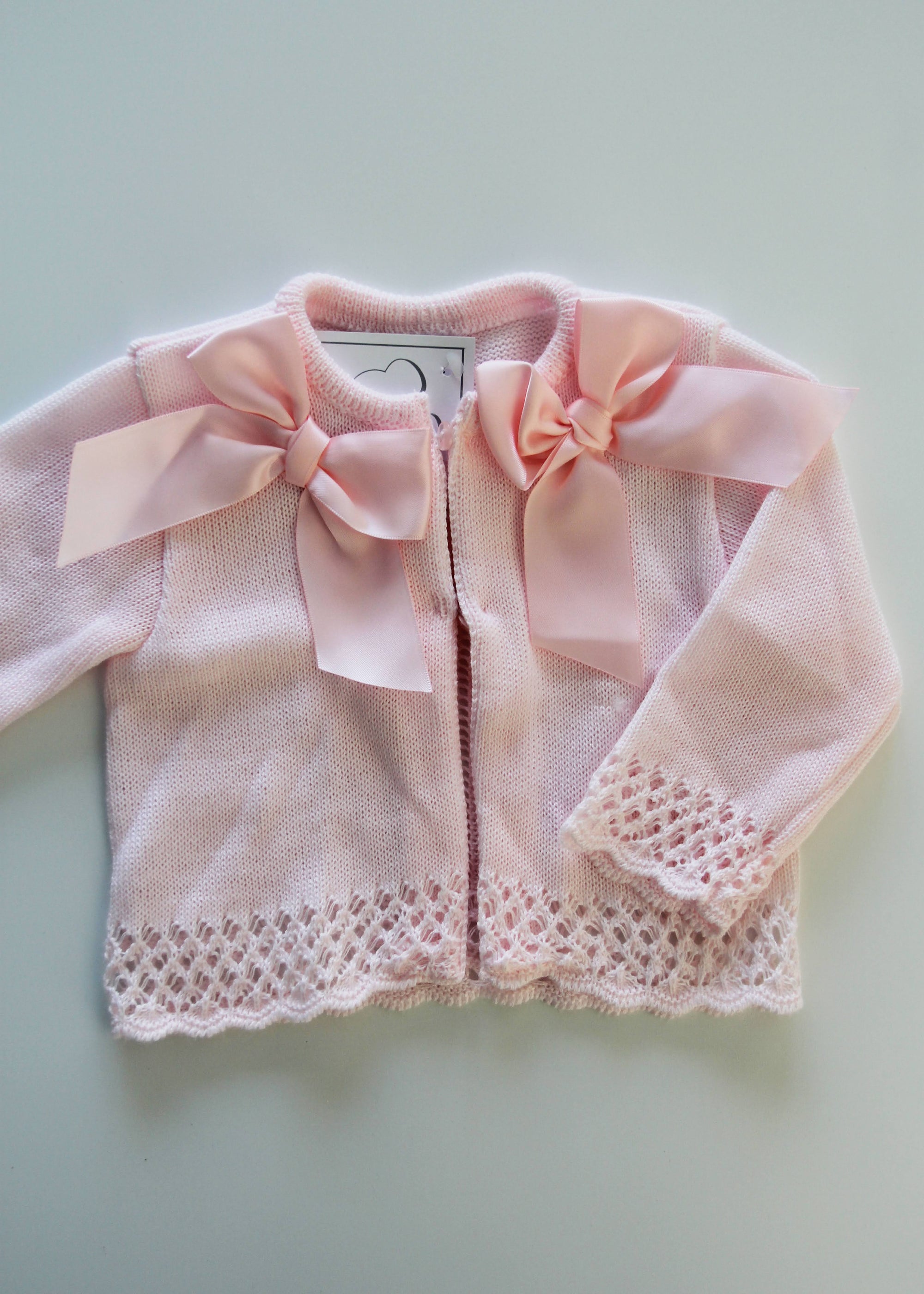 Girls Pink Double Bow Cardigan - 6-9mths - Baby Clothes