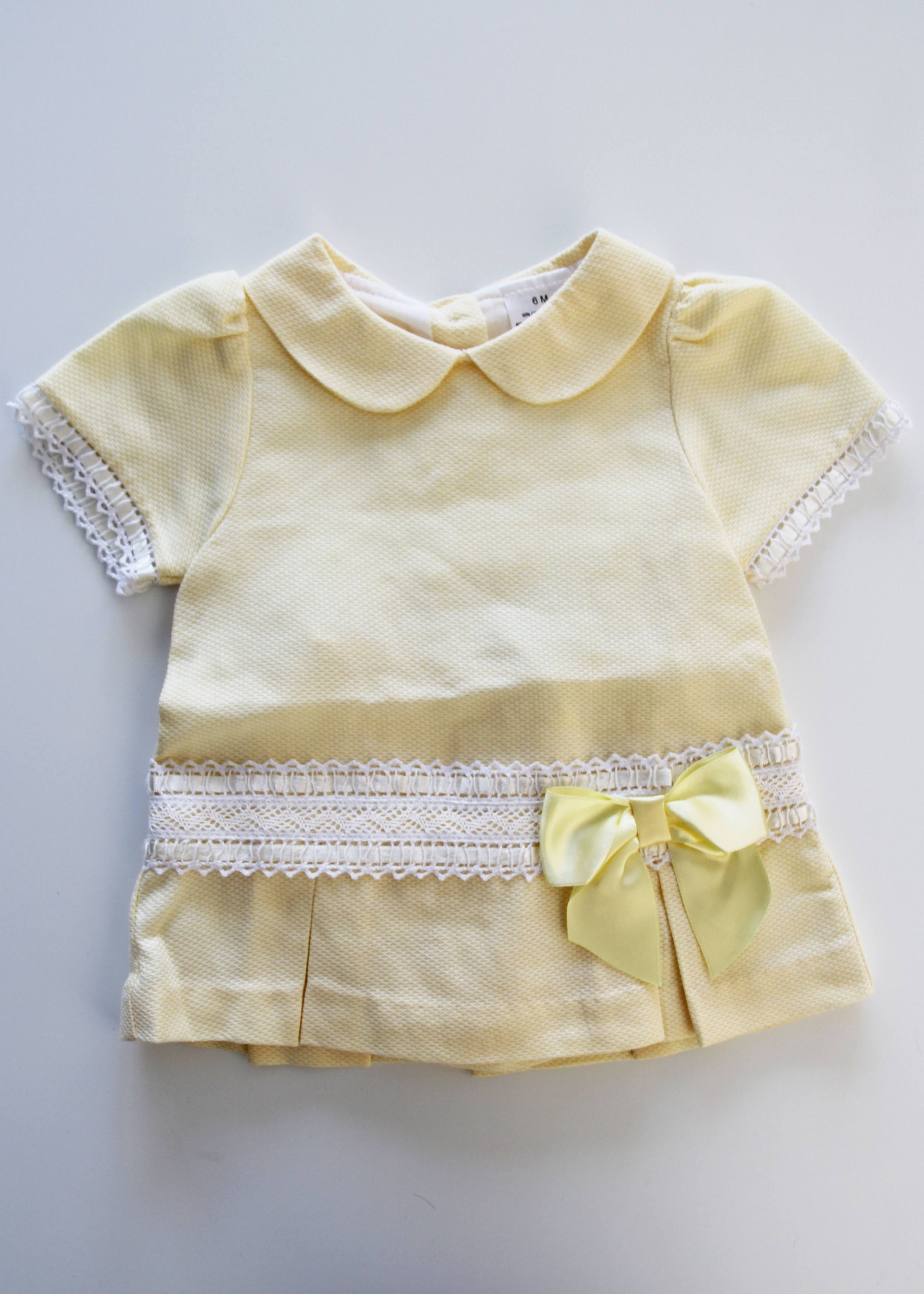 Lemon Woven Bow Dress Set - 6mth - Baby Clothes