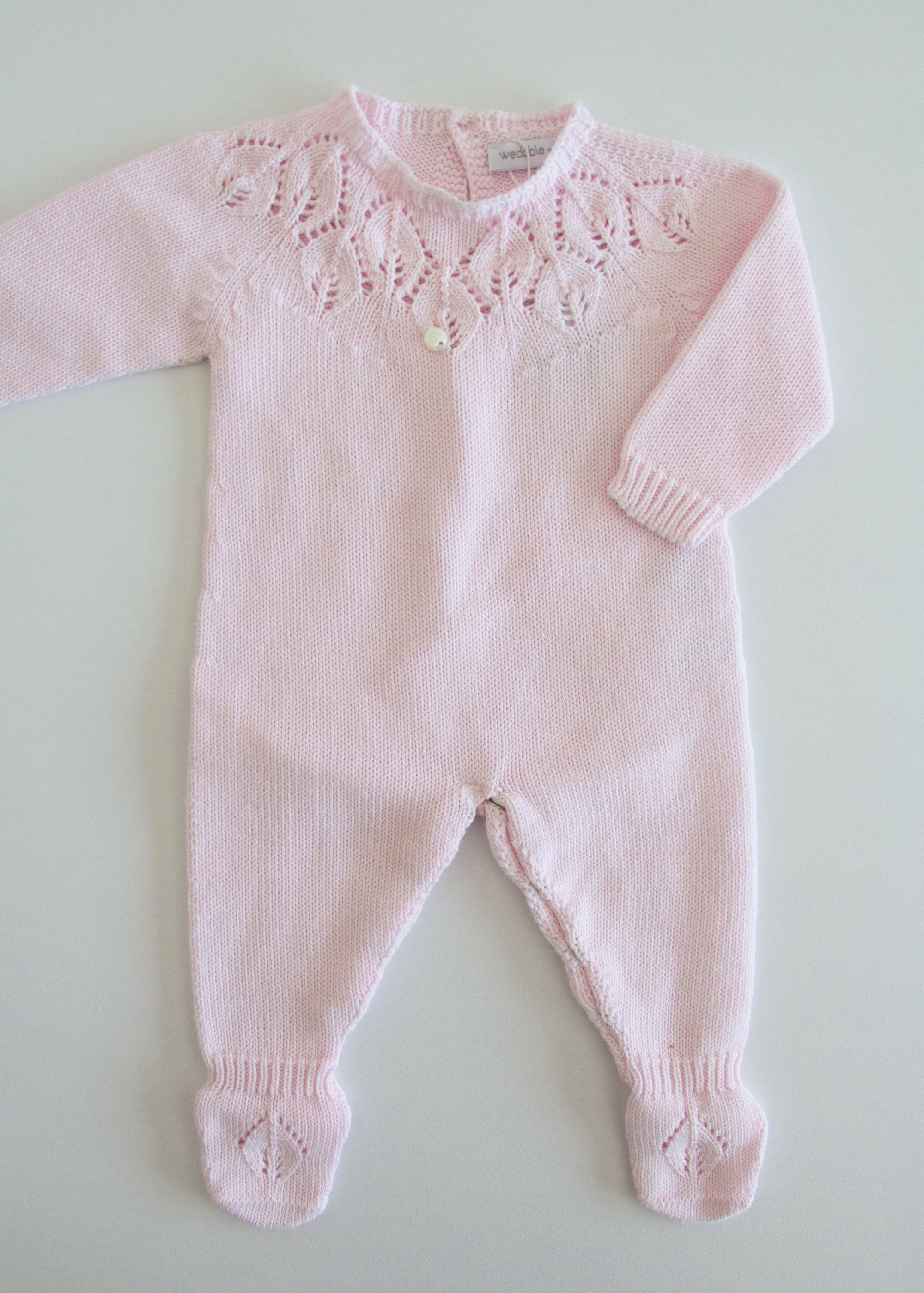 Wedoble Pale Pink Knitted Babygrow - 1mth