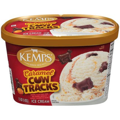 Kemps Caramel Cow Tracks Ice Cream 1.5qt