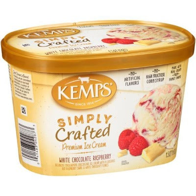 Kemps Simply Crafted Ice Cream White Chocolate Raspberry 1.5qt