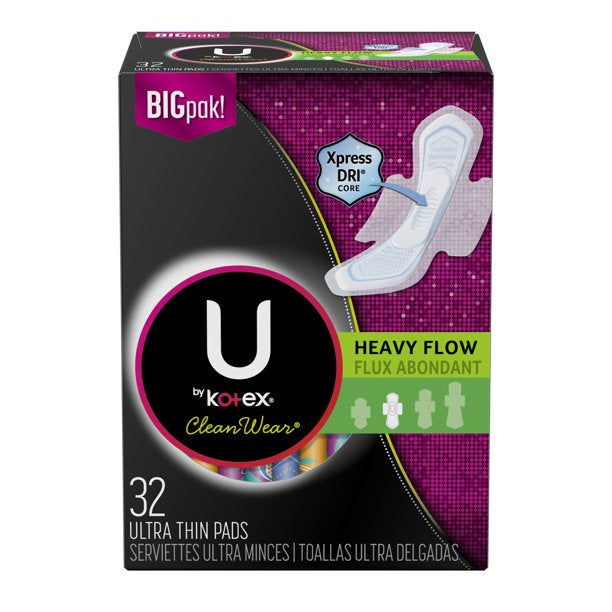 Kotex Clean Wear Ultra Thin Pads with Wings 32ct