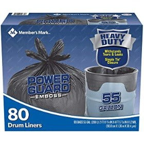 Members Mark Power Guard 55gal drum liners 80ct Heavy Duty