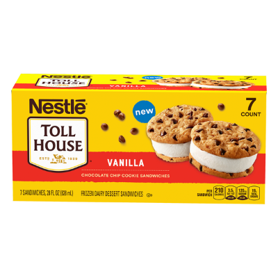 Nestle Toll House Chocolate Chip Ice Cream Sandwich Vanilla 7ct