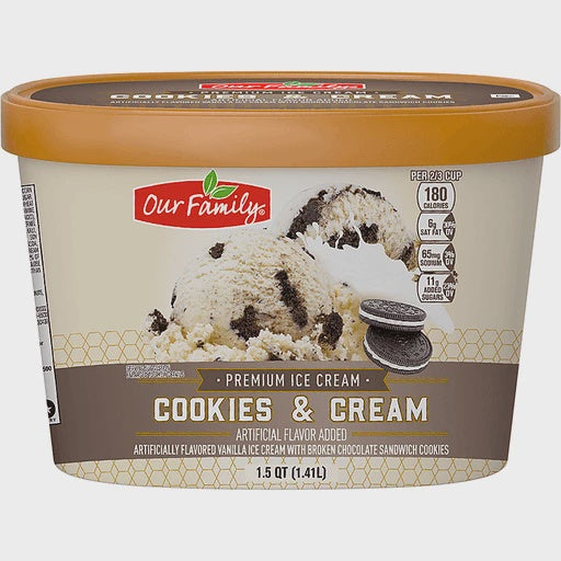 Our Family Cookies & Cream Ice Cream 1.5qt