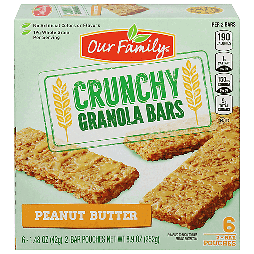 Our Family Crunchy Granola Bar Peanut Butter 6ct