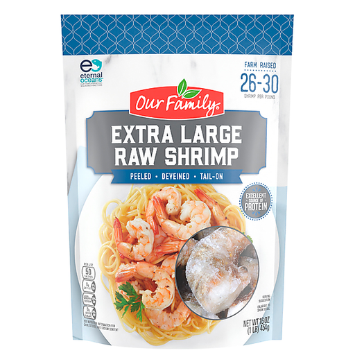 Our Family Extra Large Raw Shrimp 26-30 count 16oz