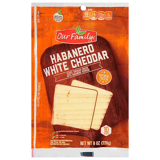 Our Family Habanero White Cheddar Cheese Slices 8oz