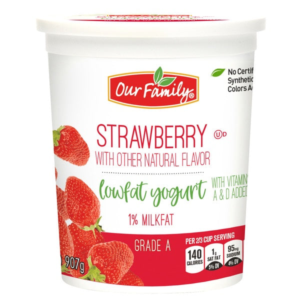 Our Family Yogurt Low Fat Strawberry 32oz