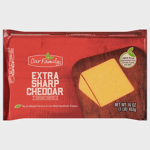 Our Family Cheese Block Extra Sharp Cheddar 16oz