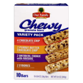Our Family Chewy Granola Bar Variety Pack 10ct