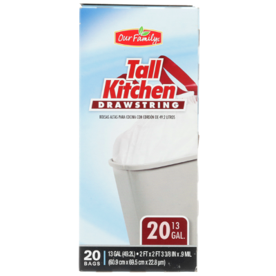 Our Family Tall Kitchen Drawstring Bags 13 gal. 20 count