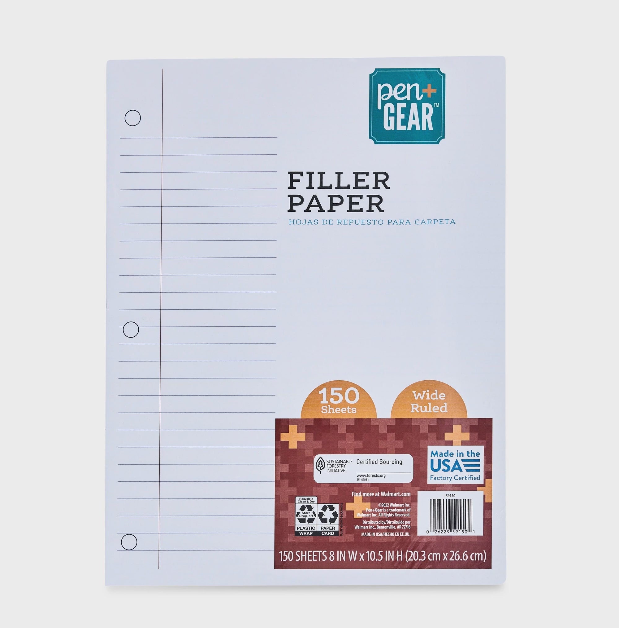 Pen & Gear Filler Paper Wide Rule 150 sheets