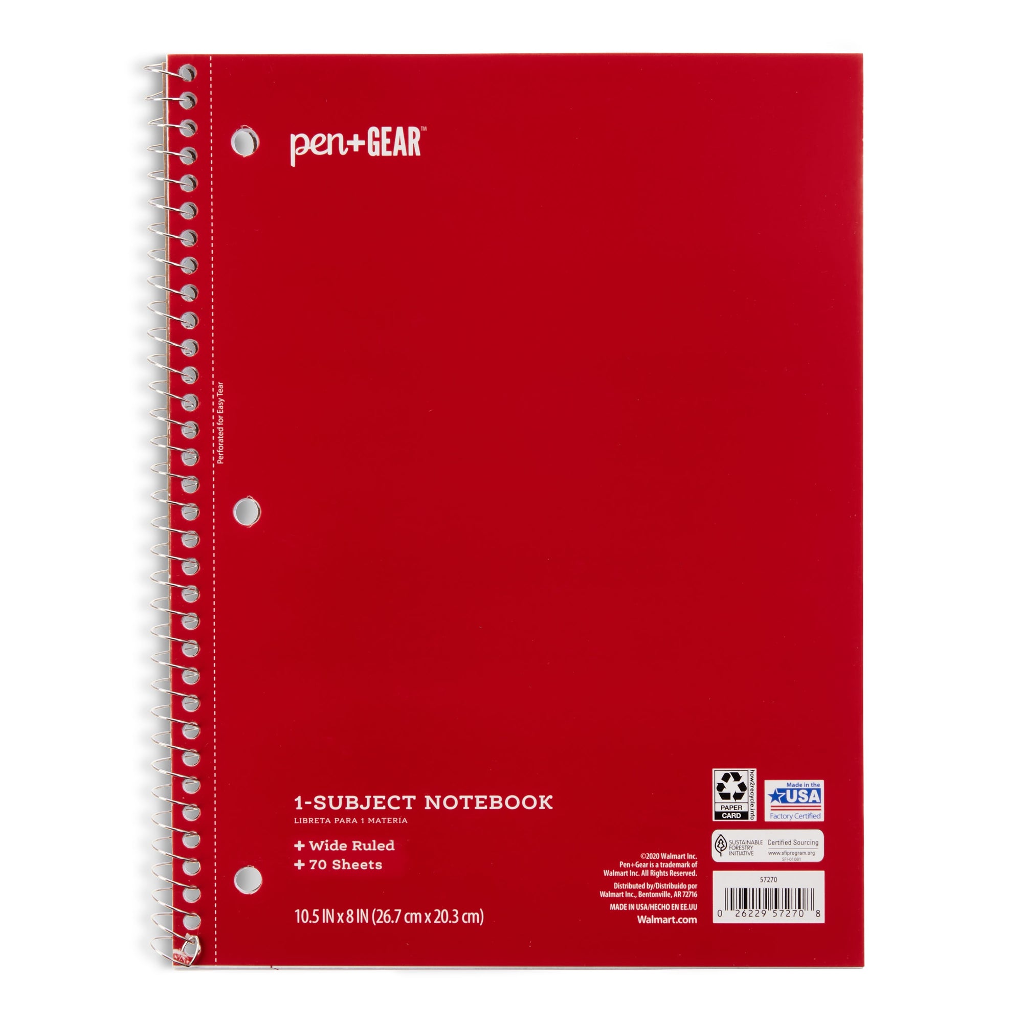 Pen & Gear Wide Ruled Notebook 70 Pages
