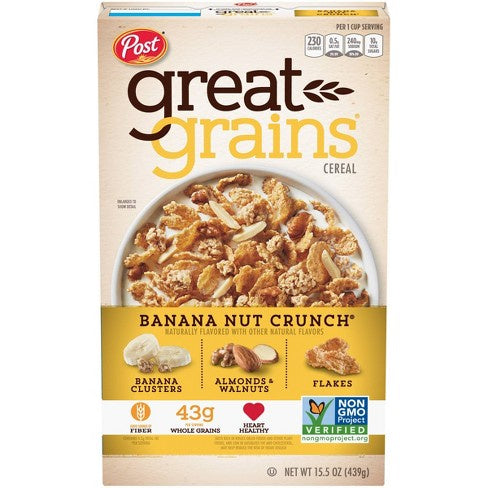 Post Great Grains Banana Nut Crunch Cereal 15.5 oz.