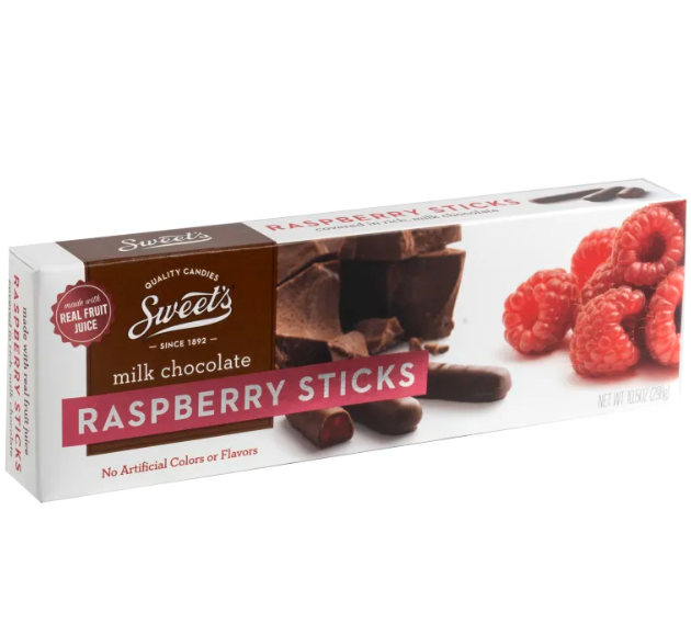 Sweet's Milk Chocolate Raspberry Sticks 10.5oz