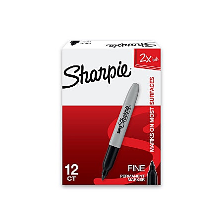 Sharpie Fine Tip Permanent Markers Black 12 Pack