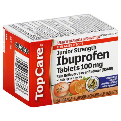 Top Care Ibuprofen Junior Strength Orange Chewable Tablets 24ct