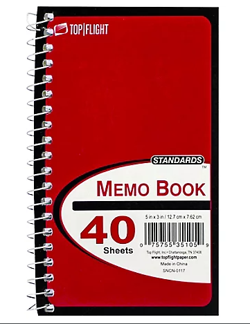 Top Flight 4x6 Memo Book 40 sheets