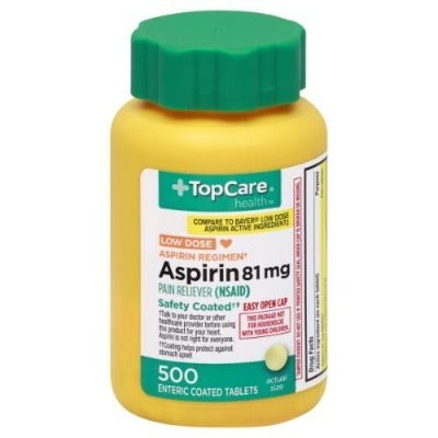 TopCare Aspirin Low Dose 81 mgs 500 Tablets