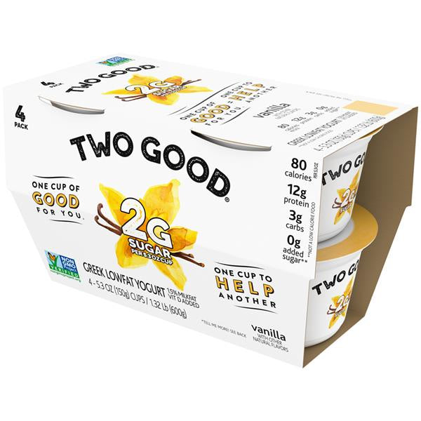 Two Good Low Fat Greek Vanilla Yogurt 4pk