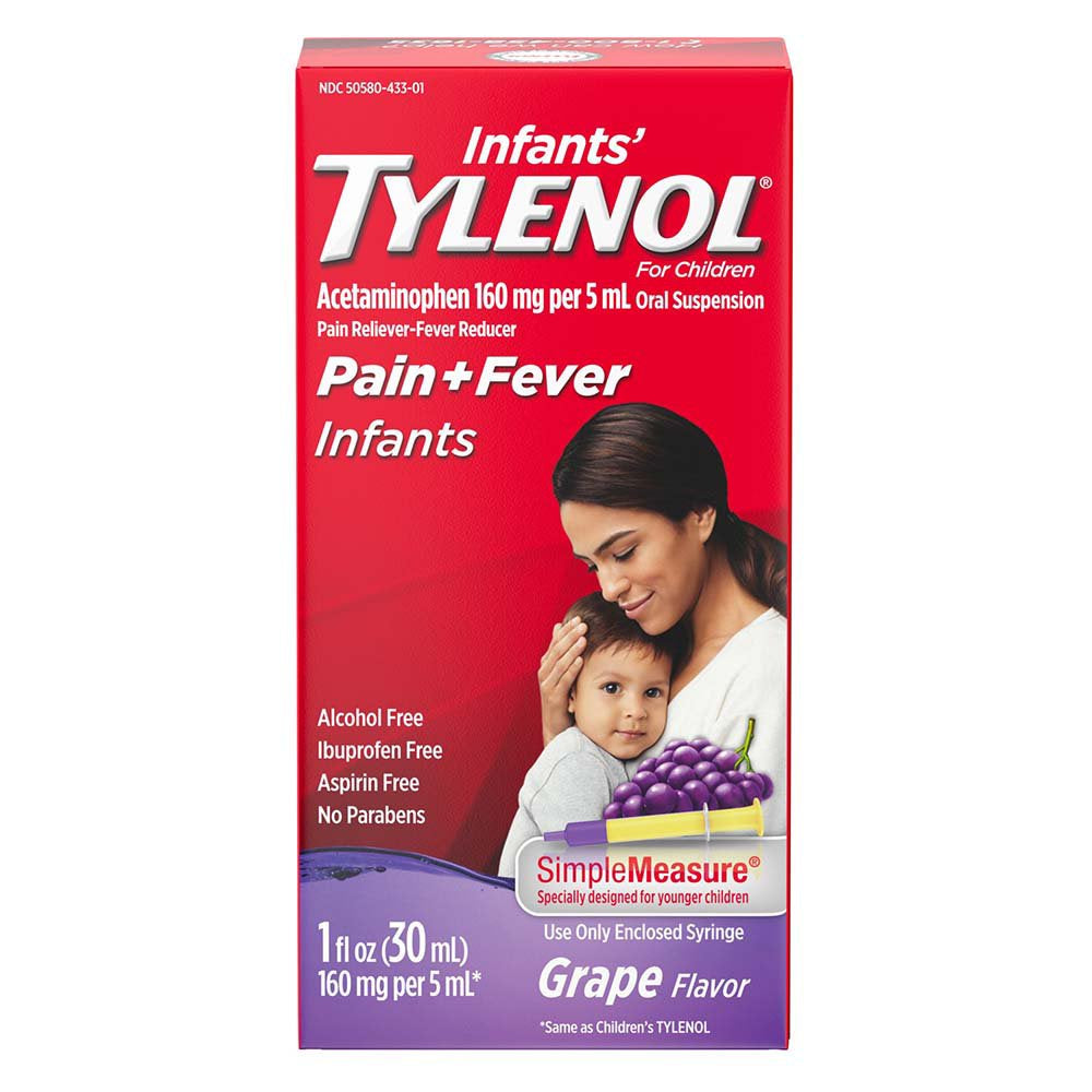 Tylenol Pain & Fever Infant Liquid Suspension Grape 1oz