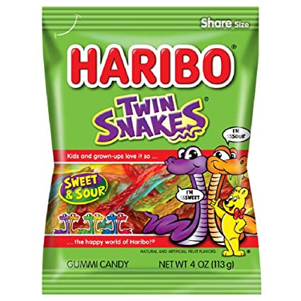 Haribo Twin Snakes Gummy Candy 4oz