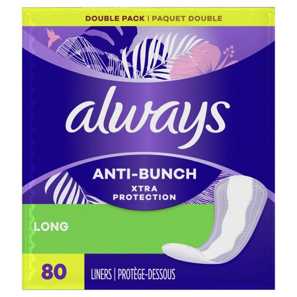 Always Long Unscented Panty Liners 80 ct