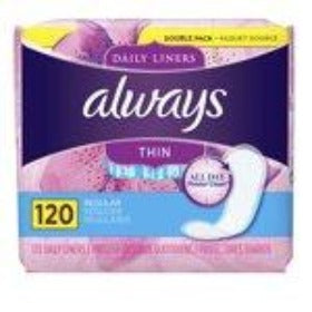 Always Daily Liners Thin 120 pk