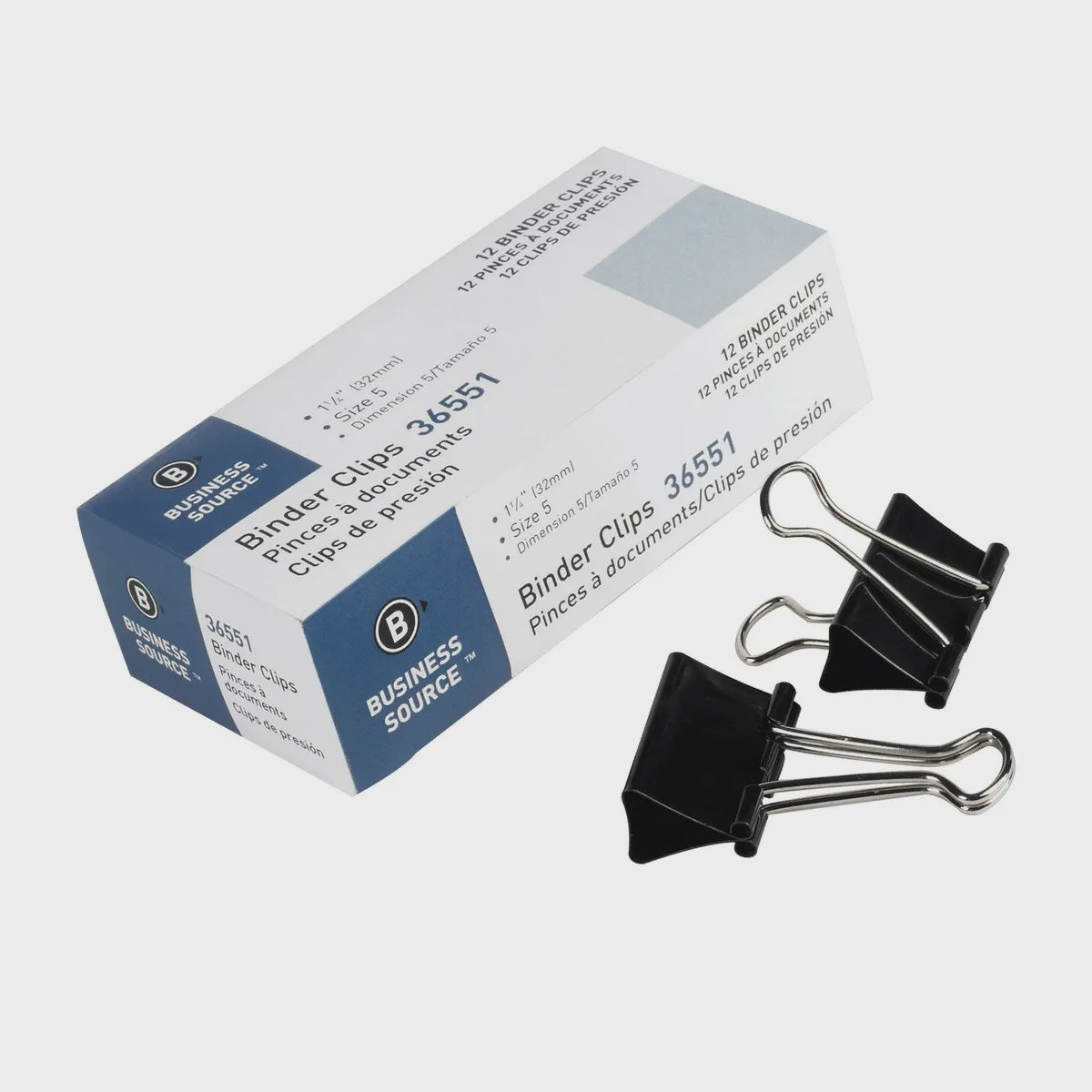 Business Source Binder Clips 1.25" 12 Pack