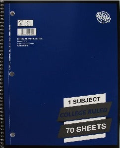 Norcom 1 Subject College Ruled Spiral Notebook 70 sheets