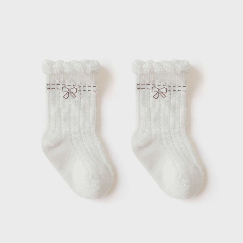 Girl's Princess Tube Socks Bow Print L(3-6Y)