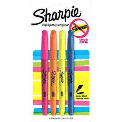 Sharpie Highlighters - Narrow Chisel Tip - 4 pk