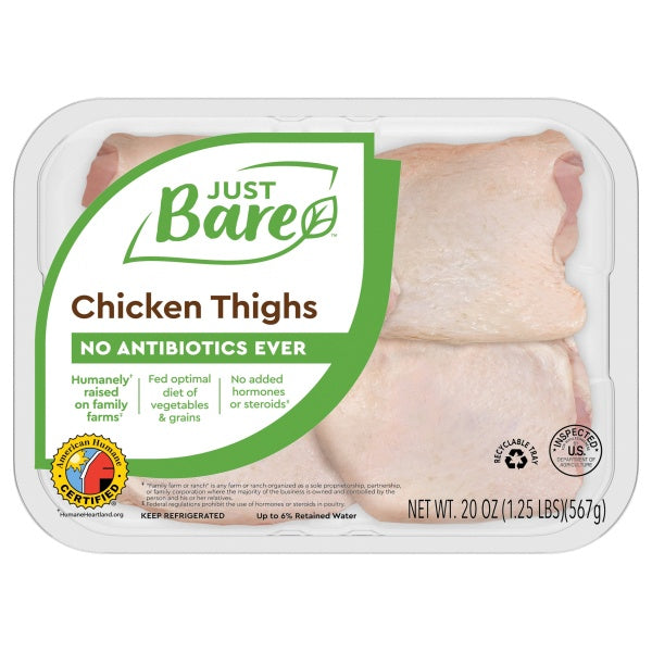 Just Bare Bone-in Chicken Thighs 20oz