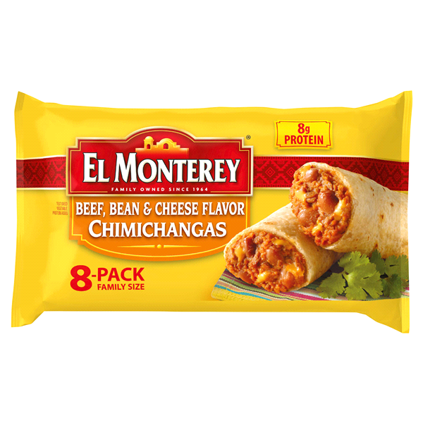 El Monterey Chimichanga Beef Bean Cheese 8 count