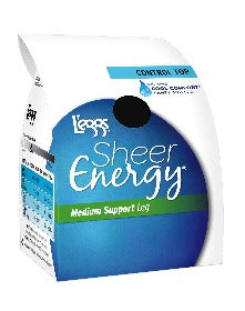 Legg's Sheer Energy Control Top Size B Sheer Toe Black 6pr pack