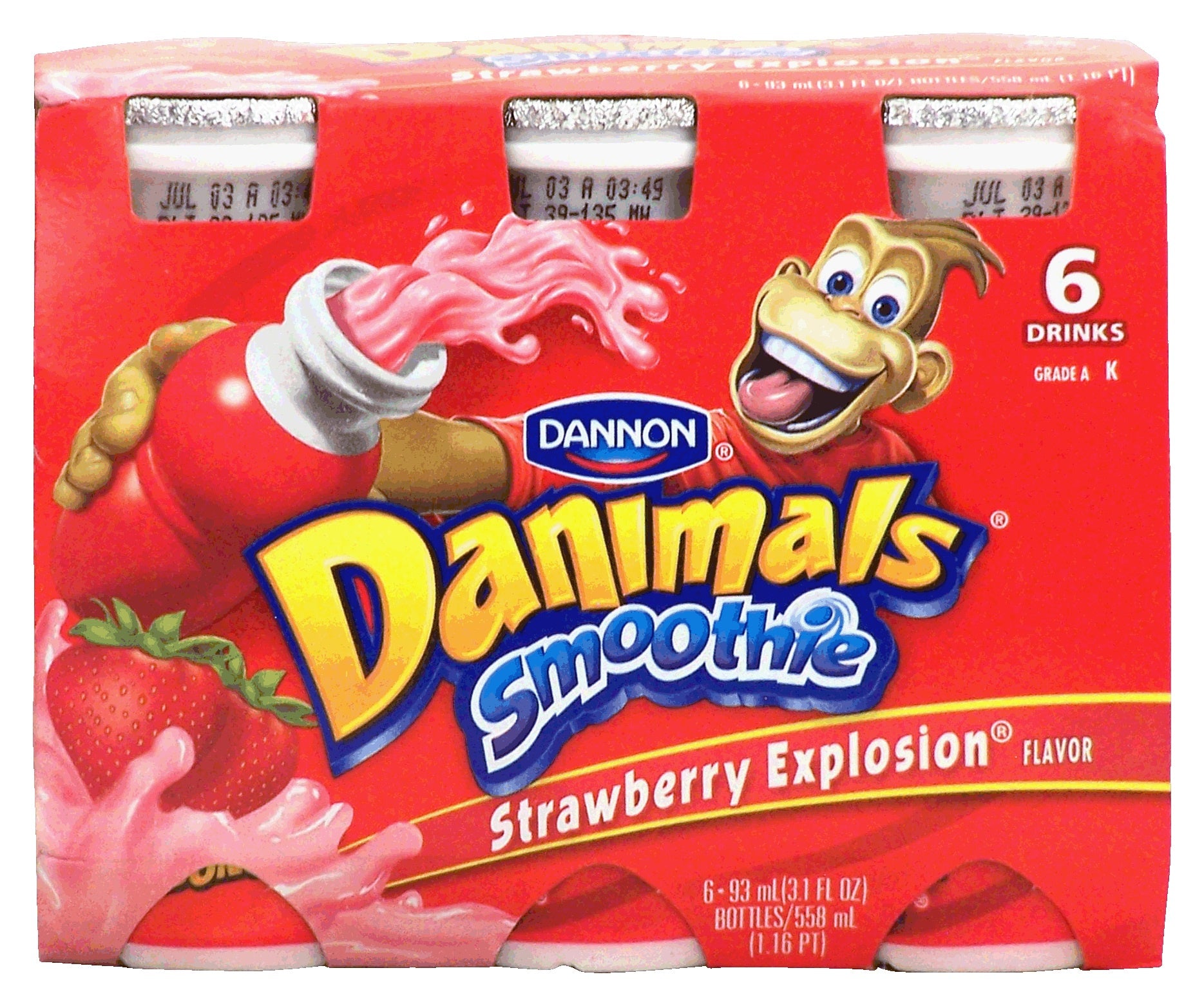 Dannon Danimal Strawberry Explosion Smoothie 6pk