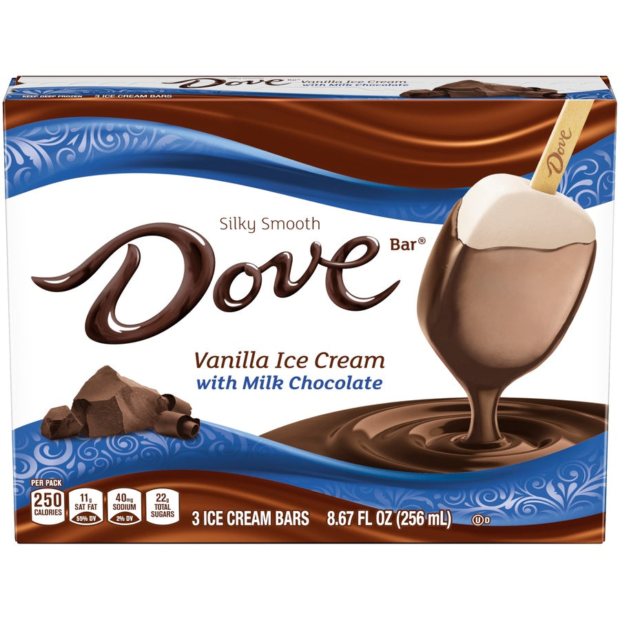 Dove Bar Vanilla Ice Cream with Milk Chocolate 3pk
