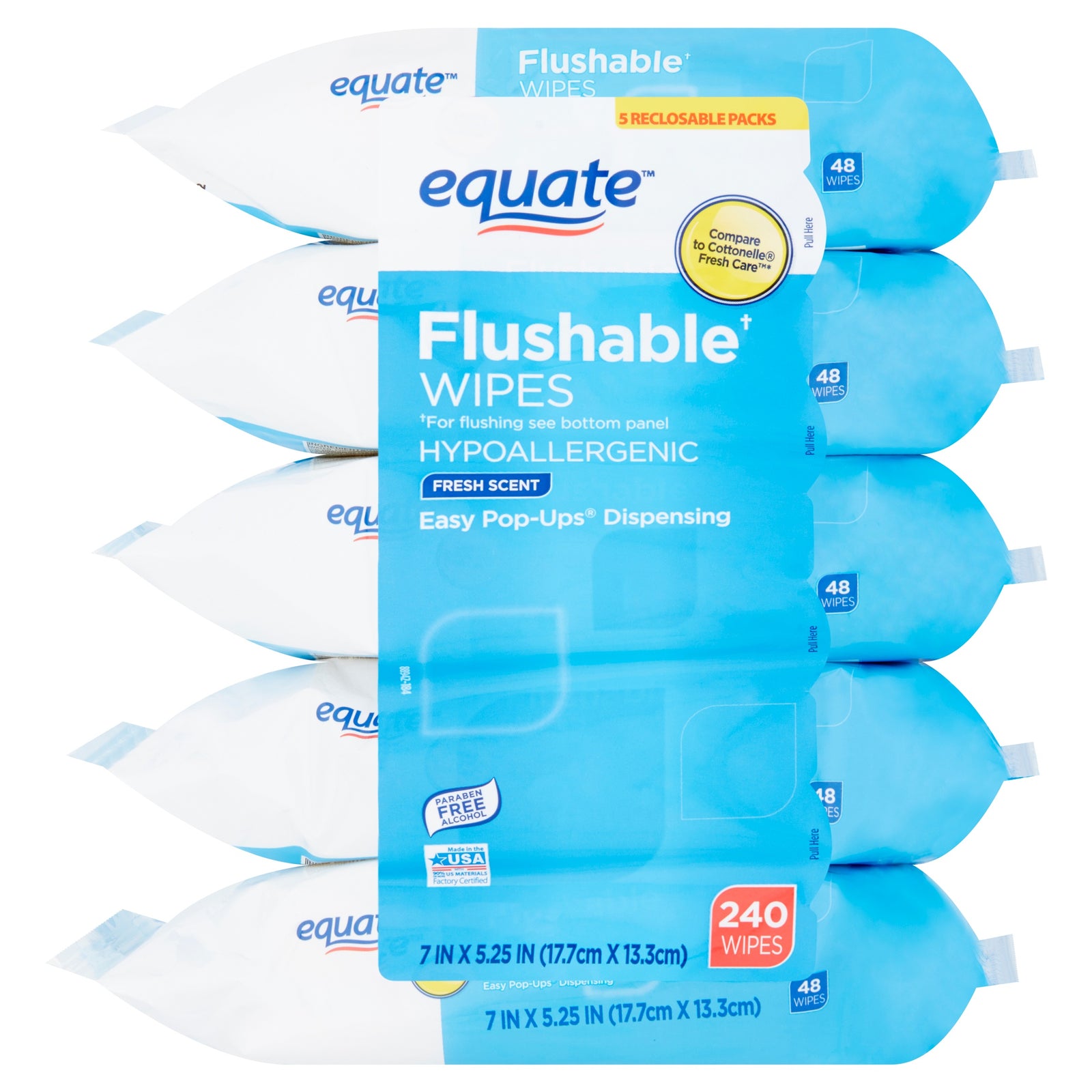 Equate Hypoallergenic Flushable Wipes 3pk