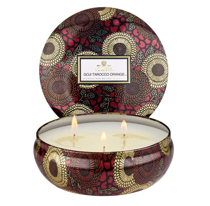 Voluspa Candle 3 Wick Tin Goji Tarrocco