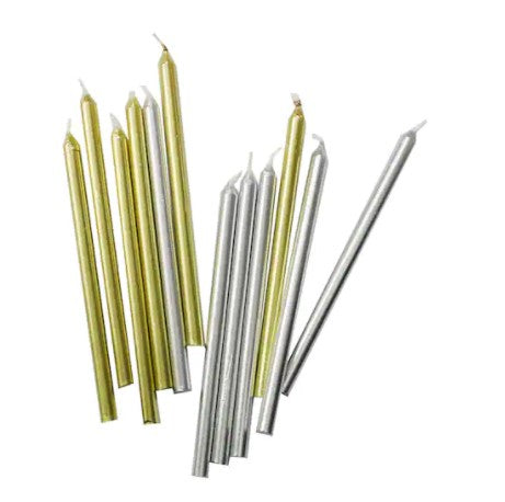 Way to Celebrate Tall Gold/Silver Birthday Candles 12ct