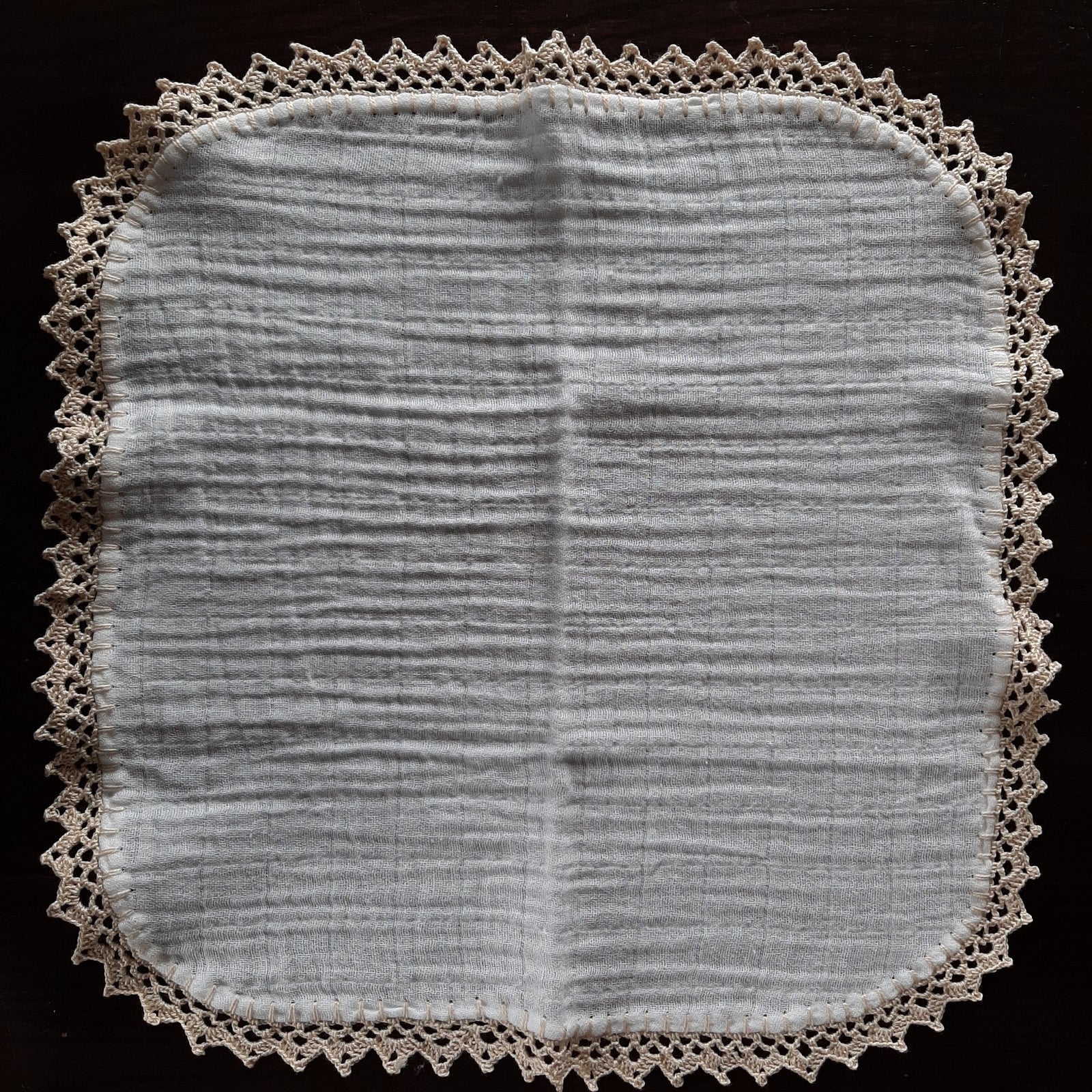 Burp Cloth with hand crocheted edge 14" square