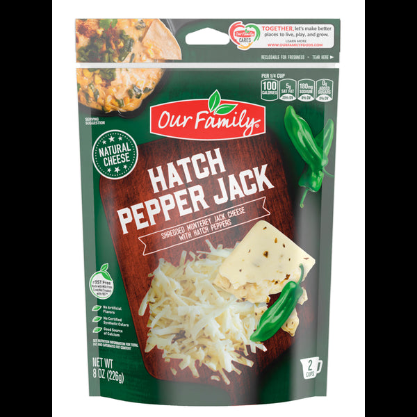 Our Family Cheese Shredded Hatch Pepper Jack  8 oz