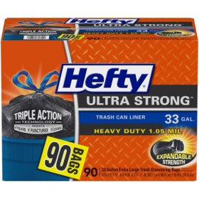Hefty Ultra Strong Trash Can Liner 33 Gallon 90 ct