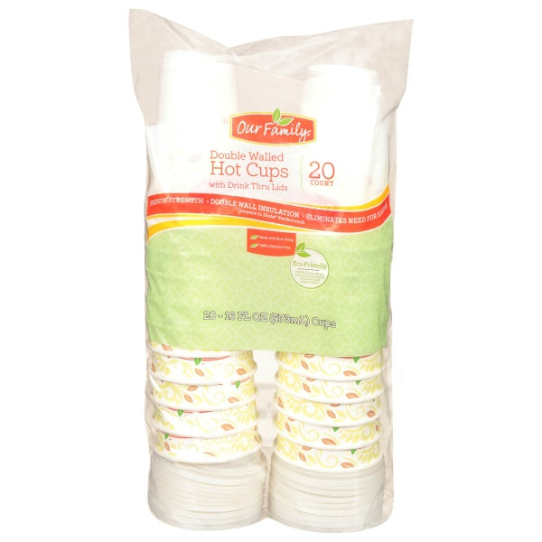 Our Family Double Walled Hot Cups w/Lid 20ct