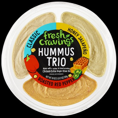 Fresh Cravings Hummus Trio 18oz - Classic/Honey Jalapeno/Roasted Red Pepper