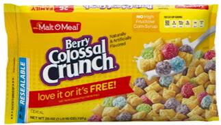 Malt O Meal Berry Colossal Crunch Cereal 26oz.