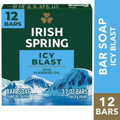Irish Spring Icy Blast W/Flax Seed Oil Bar Soap 12ct