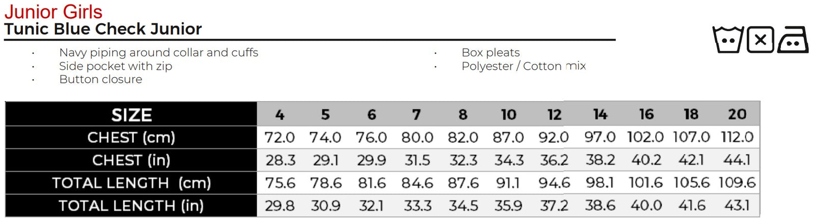 Uniforms - Tunic Blue Check Junior