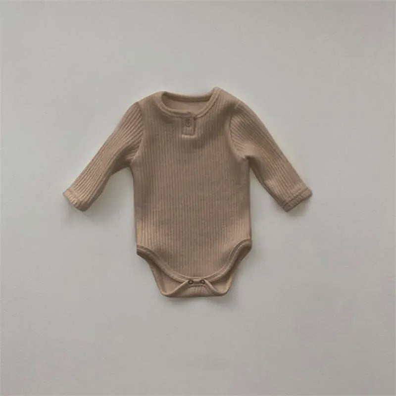 Howkidsss Children's Knitted Cotton Baby Bodysuit Khaki 9-12m